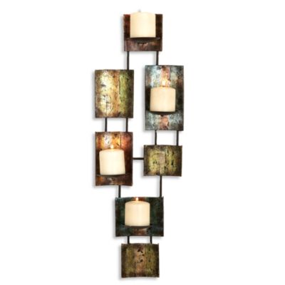 Metal Multi-Color Pillar Candle Tall Rectangular Wall Sconce - Bed Bath & Beyond